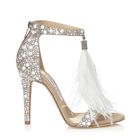 NWT Jimmy Choo ‘Viola 110’ Sandal Heels - Wedding Crystal Ostrich Feather 36 - Picture 3 of 9